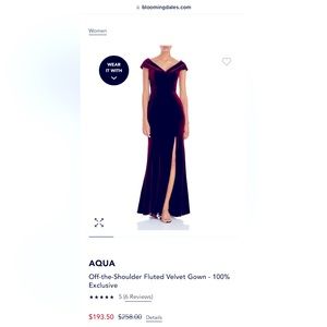 Maroon colored velvet gown